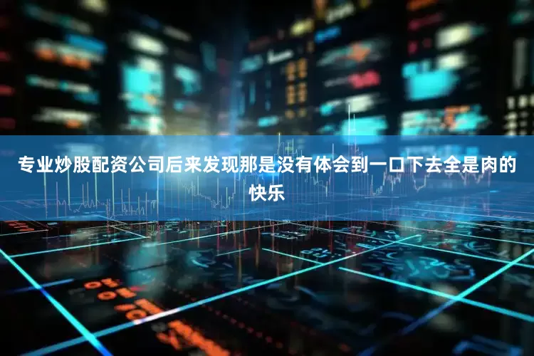 专业炒股配资公司后来发现那是没有体会到一口下去全是肉的快乐
