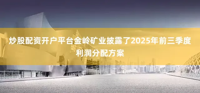 炒股配资开户平台金岭矿业披露了2025年前三季度利润分配方案